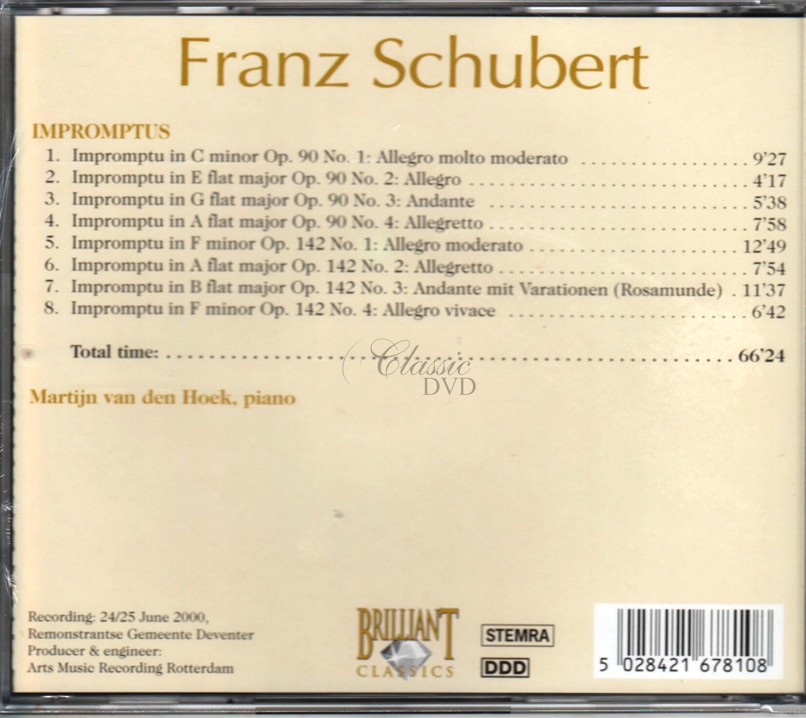 SCHUBERT,F.: Impromptus / Martin van den Hoek piano (CD)