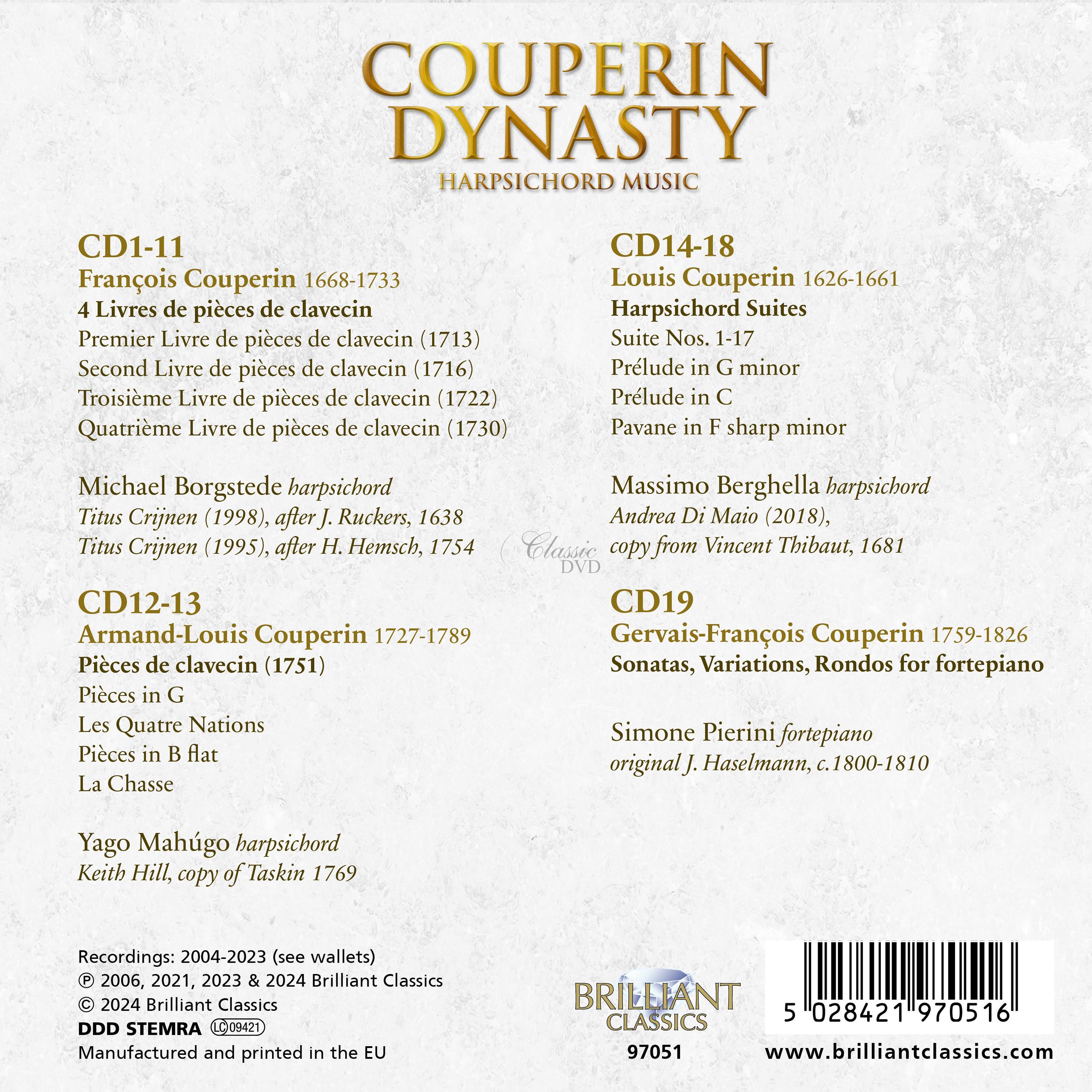 COUPERIN DYNASTY Complete Harpsichord Music - SBĚRATELSKÁ EDICE (19CD)