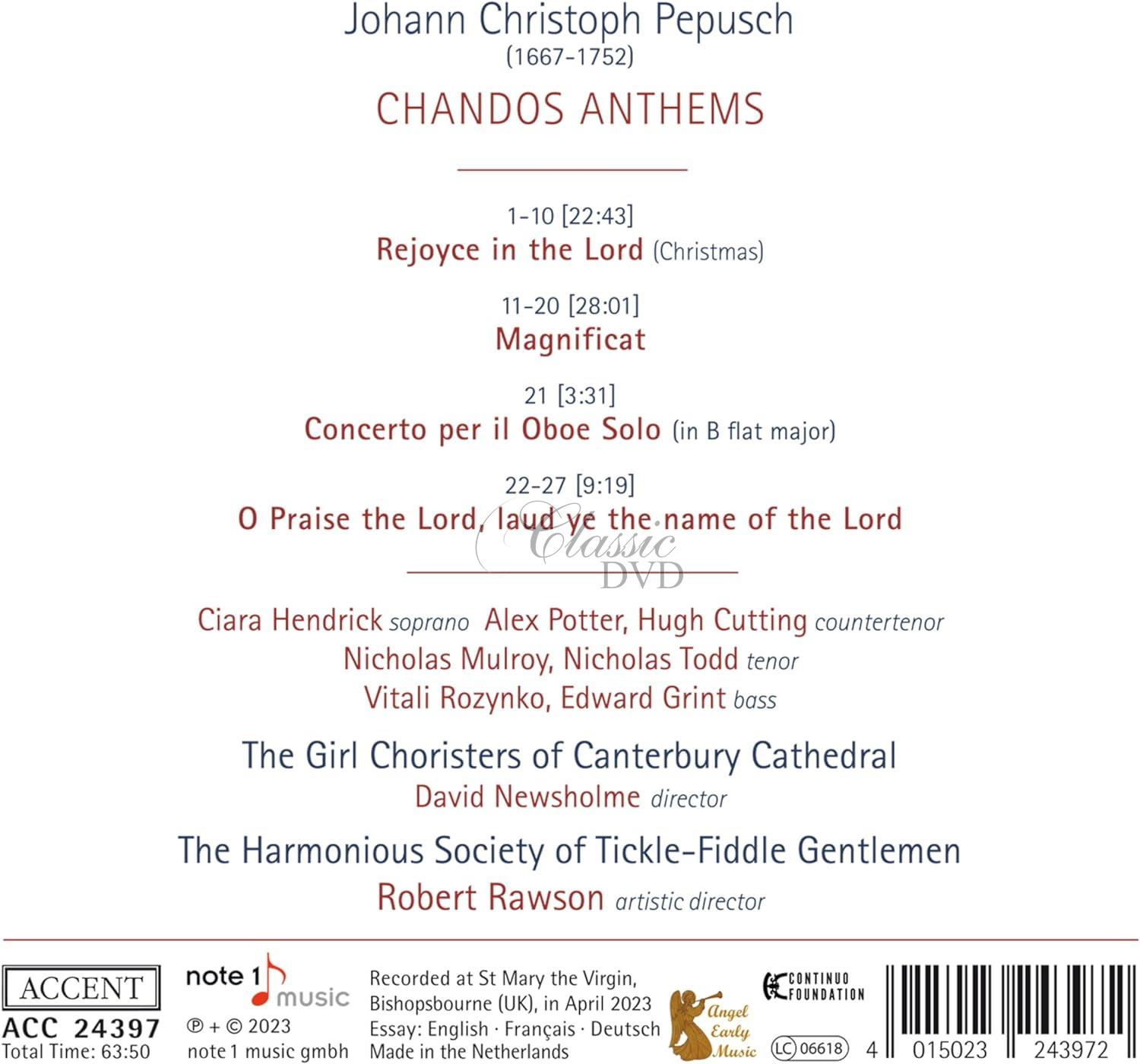 Johann Christoph Pepusch: Chandos Anthems - Sacred Works (CD)