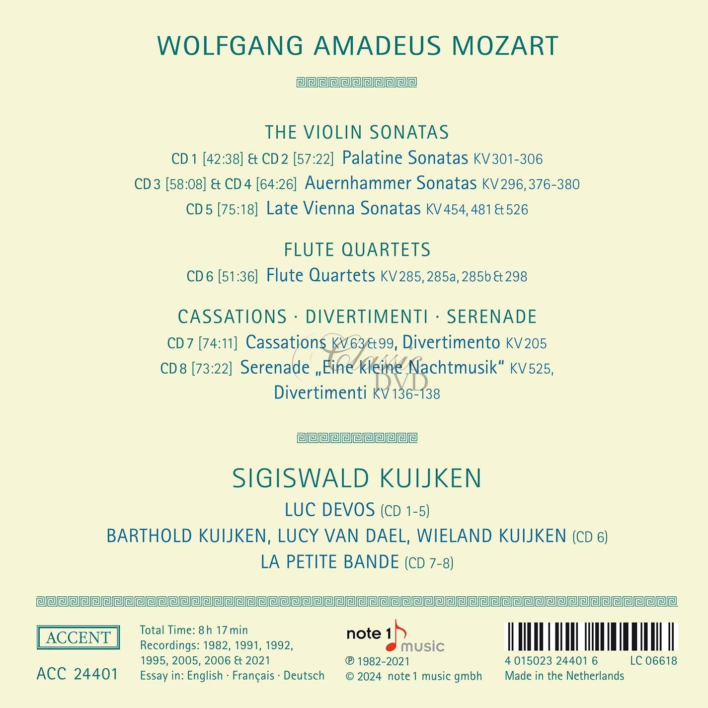 MOZART Chamber Music - Violin Sonatas, Cassations, Divertimenti, Eine Kleine Nachtmusik (8CD)