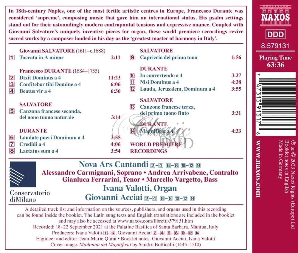 DURANTE, F.: Psalms and Magnificat (CD)