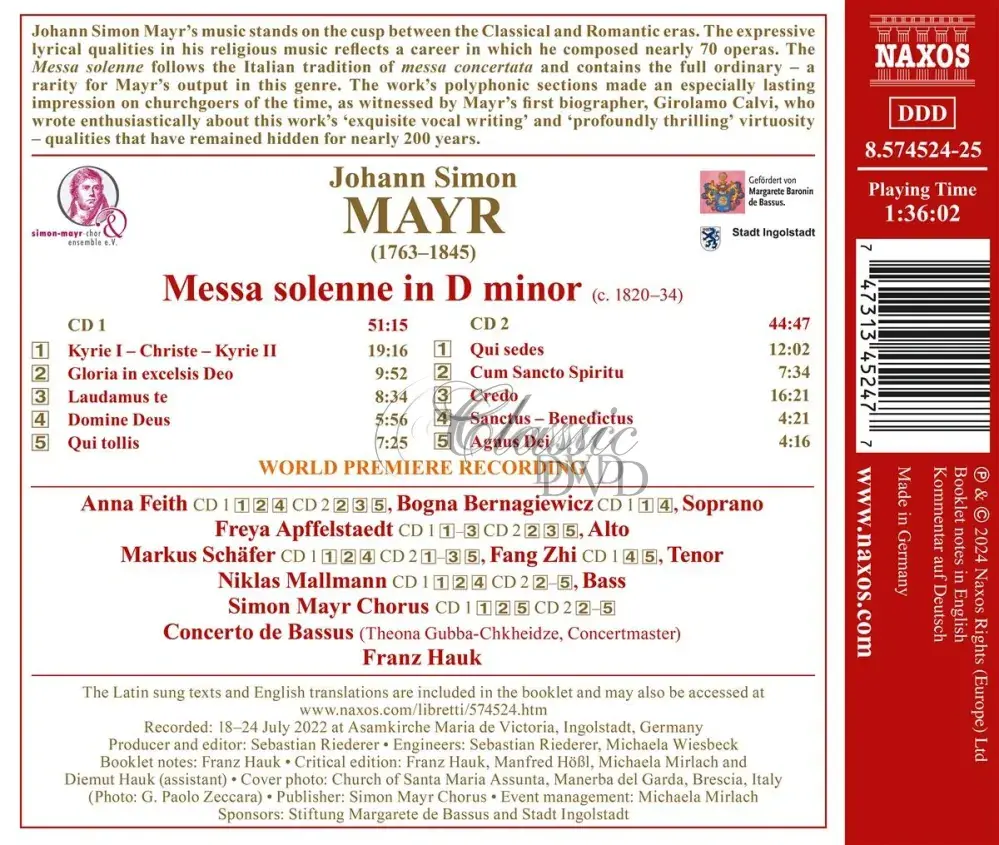 MAYR, J.S.: Messa solenne in D Minor (2CD)