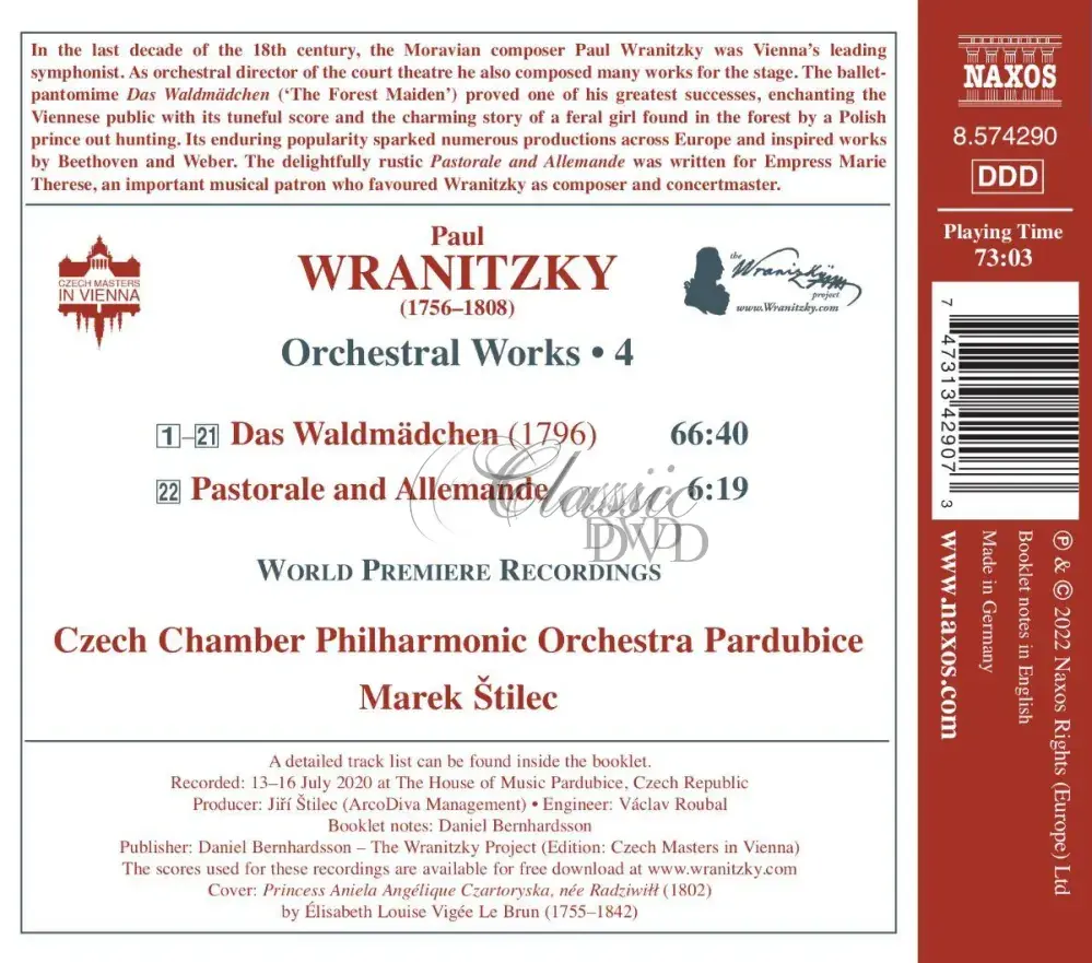 WRANITZKY, P.: Orchestral Works, Vol.4 (CD)