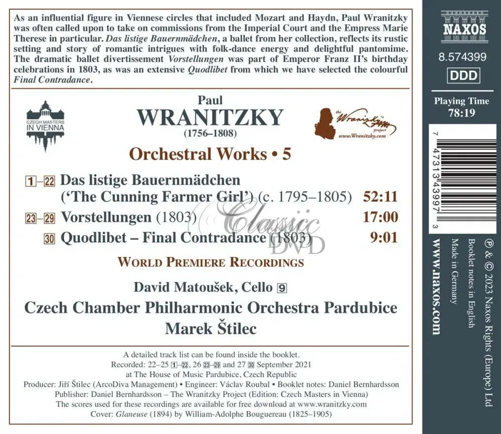 WRANITZKY, P.: Orchestral Works, Vol.5 (CD)