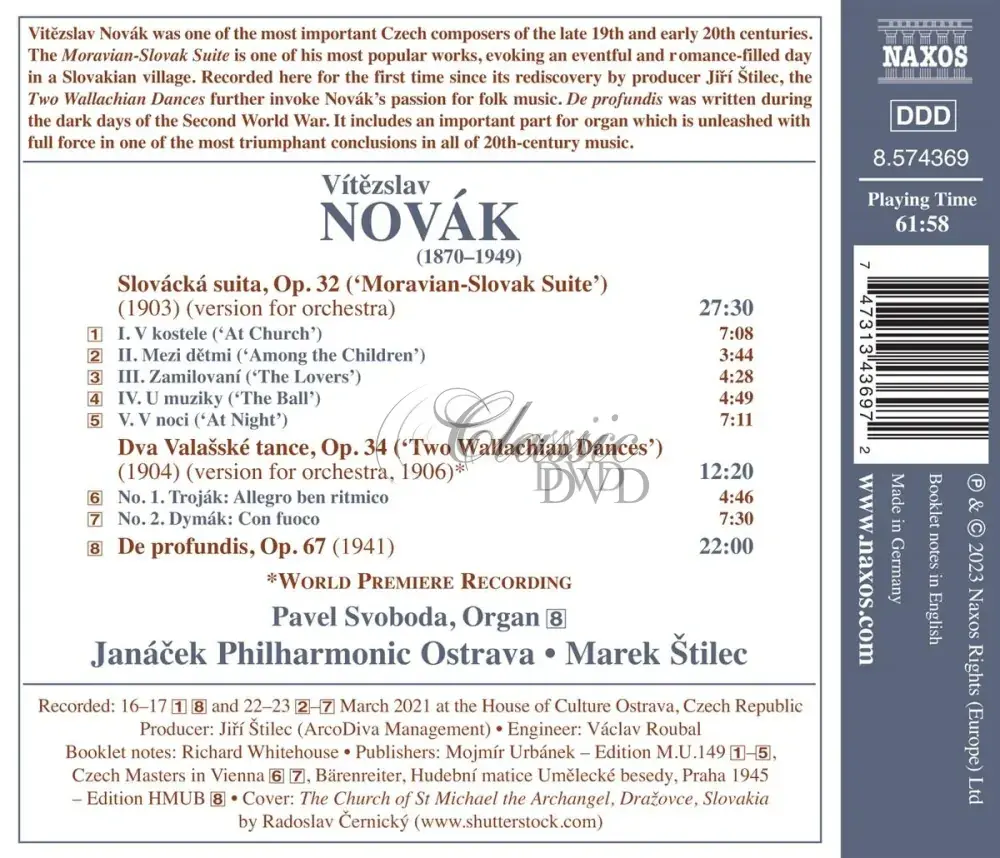 NOVÁK, V.: Orchestral Works, Vol. 2 - Moravian-Slovak Suite / 2 Wallachian Dances / De profundis (CD)