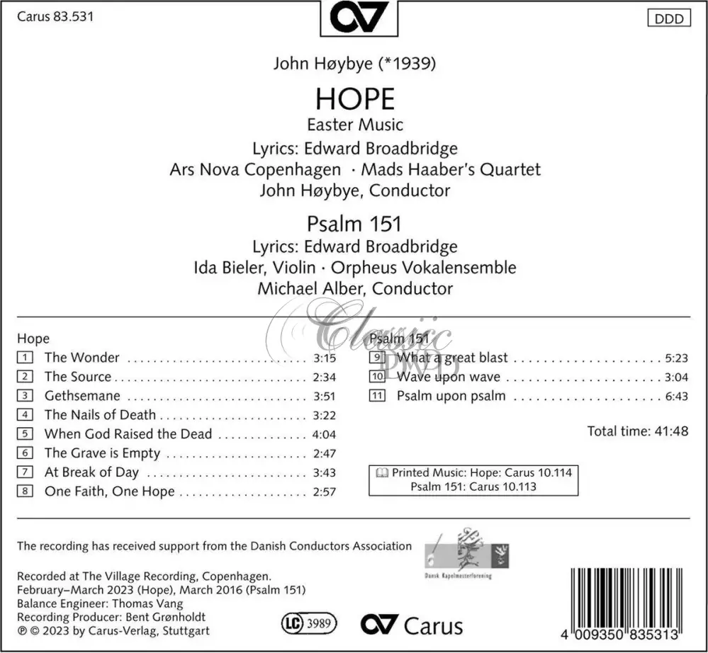 John Hoybye: Hope - Easter Music & Psalm 151 (CD)