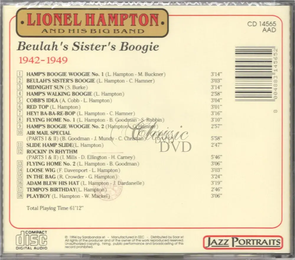 LIONEL HAMPTON & BIG BAND Beulahs Sisters Boogie 1942-49 (CD)