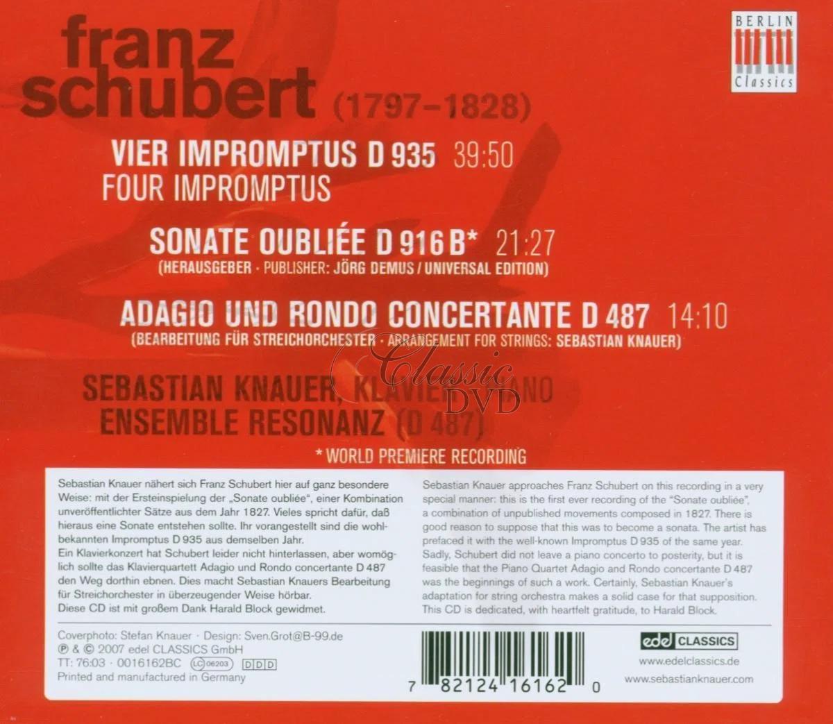 Franz Schubert: Impromptus D.935 Nr.1-4, Adagio & Rondo concertante D. 487 für Klavier & Streichorchester (CD)