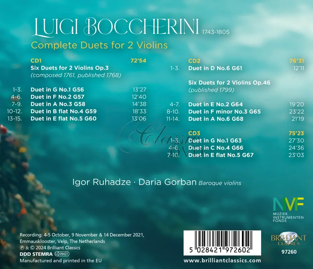 Luigi Boccherini: Complete Duets For 2 Violins (3CD)