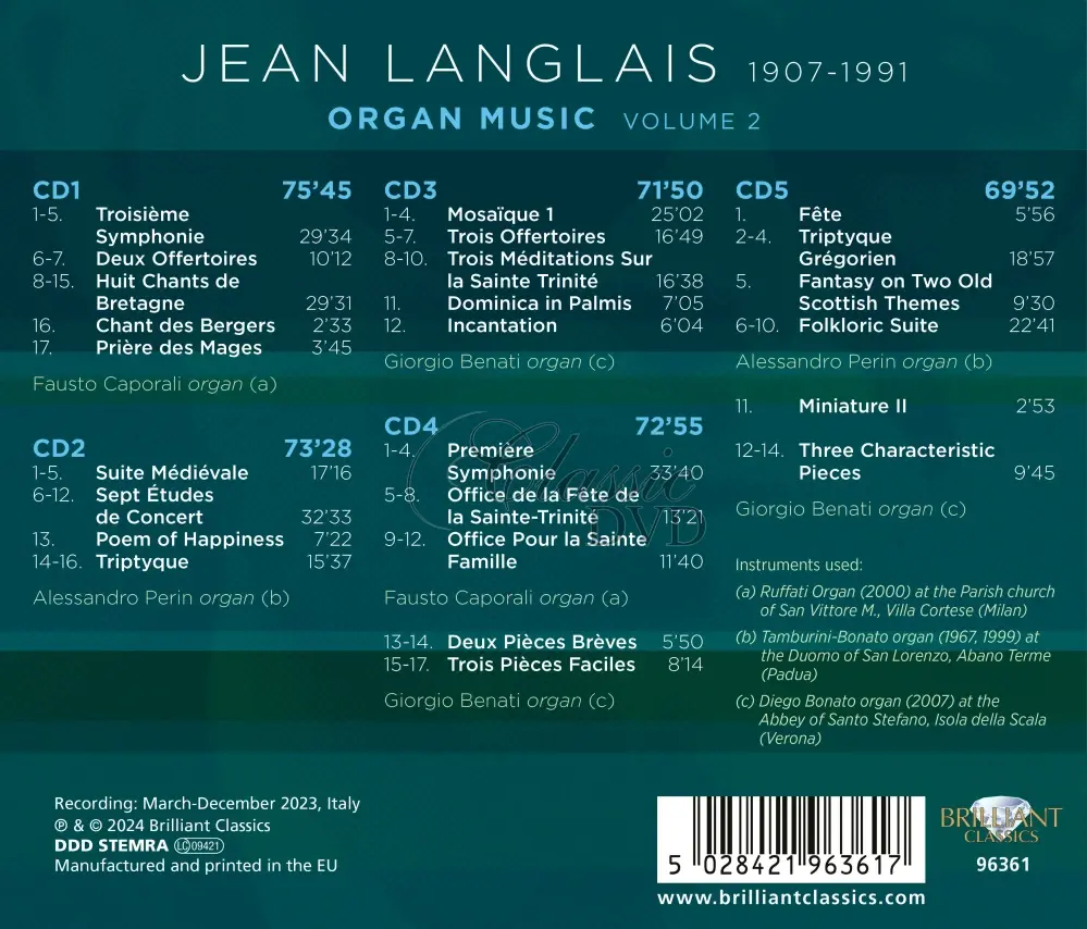 Jean Langlais: Organ Music, Volume 2 (5CD)