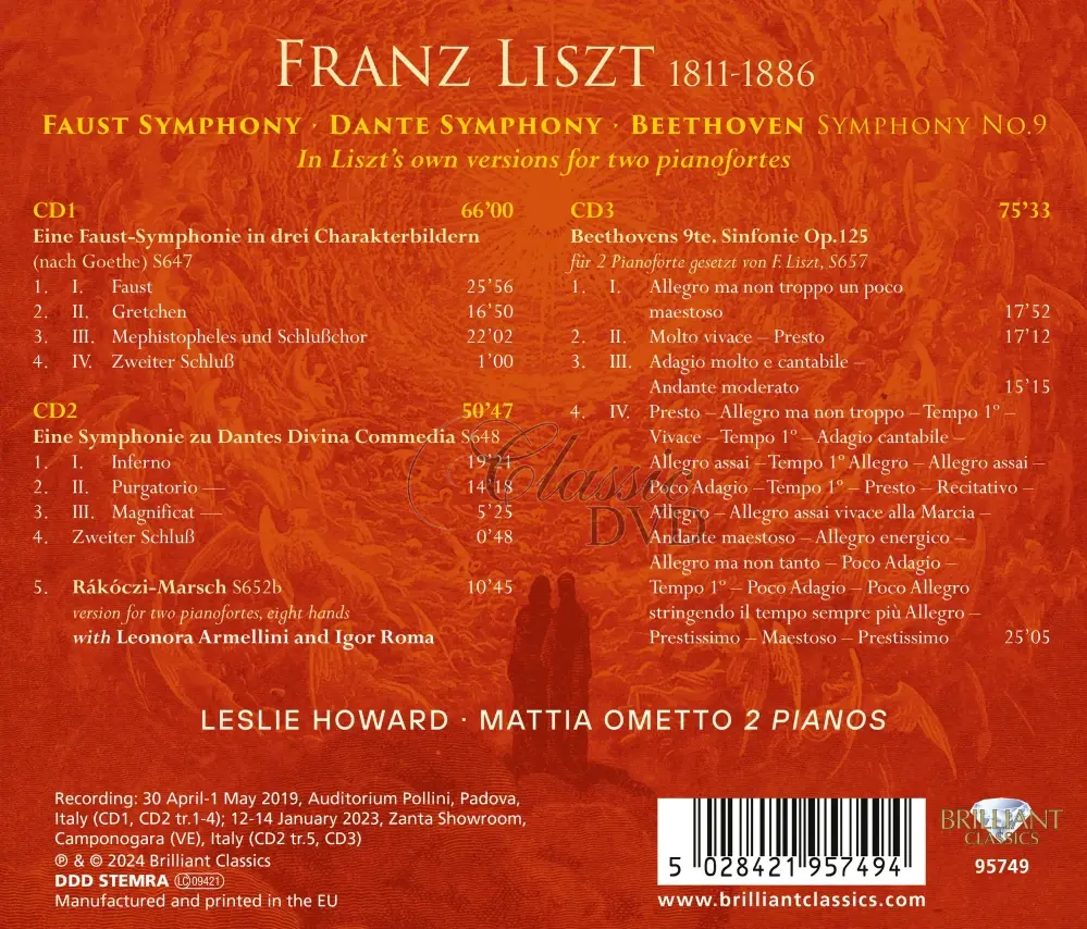 Liszt: Faust Symphony, Dante Symphony / Beethoven: Symphony 9 - arranged for 2 pianos (3CD)