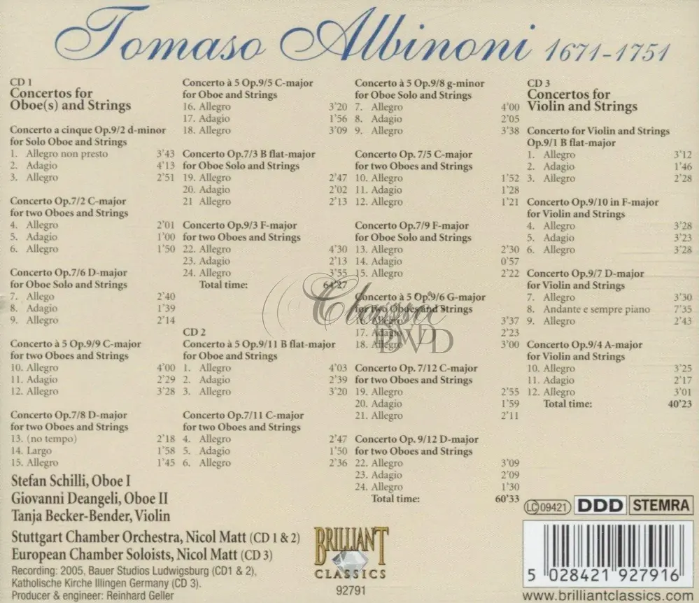 Albinoni: Complete Oboe Concertos Op.7&9 (3CD)
