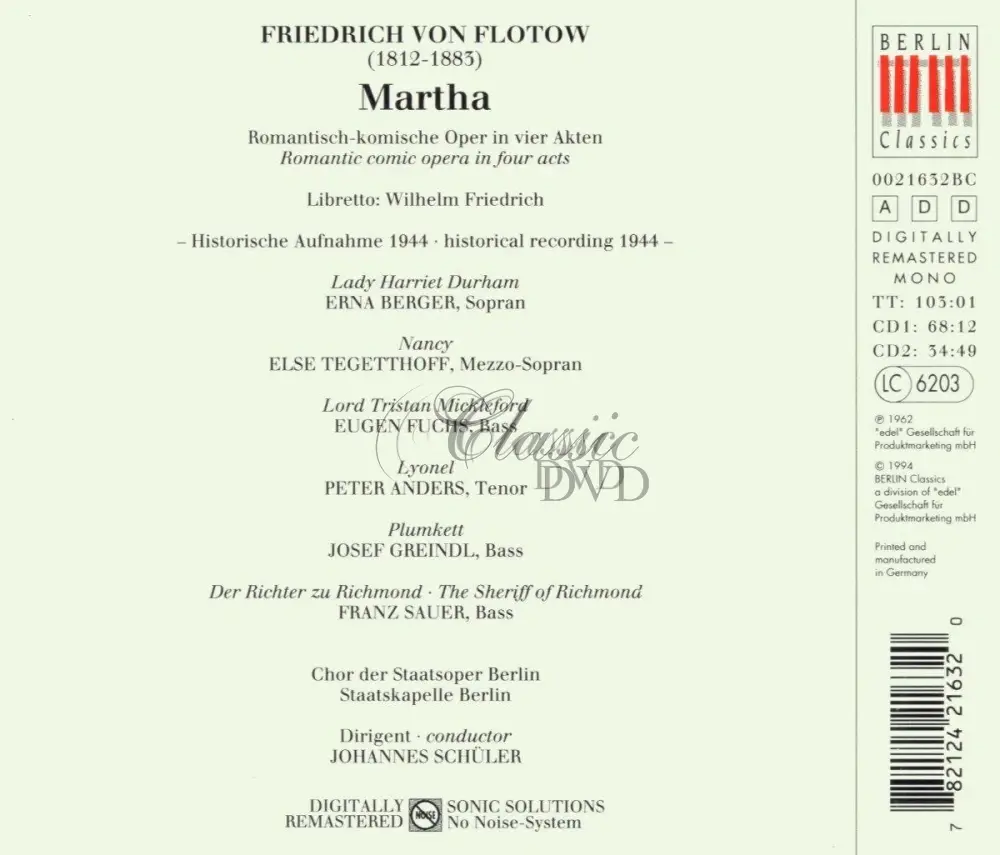 Friedrich von Flotow: Martha / opera (2CD)