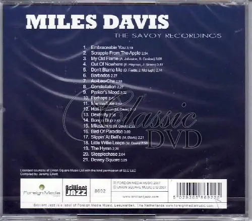 MILES DAVIS The Savoy Recordings (CD)