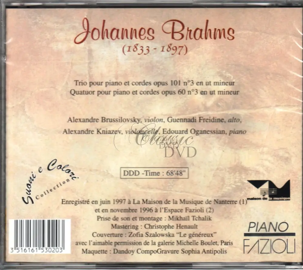 BRAHMS Trio Opus 101, Quartet (CD)