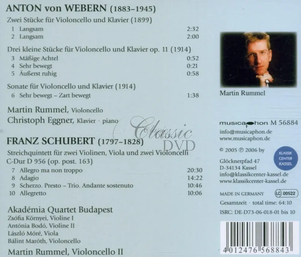 Franz Schubert: Quintett C-dur / Anton von Webern: Sämtliche Cellowerke (CD)