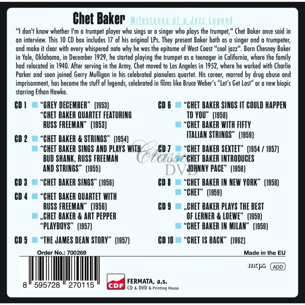 Chet Baker - Milestones Of A Jazz Legend - 17 Original Albums (10CD)