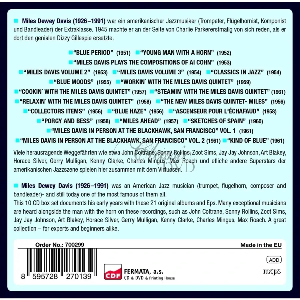 MILES DAVIS Milestones of a Jazz Legend - 21 Original Albums (10CD)