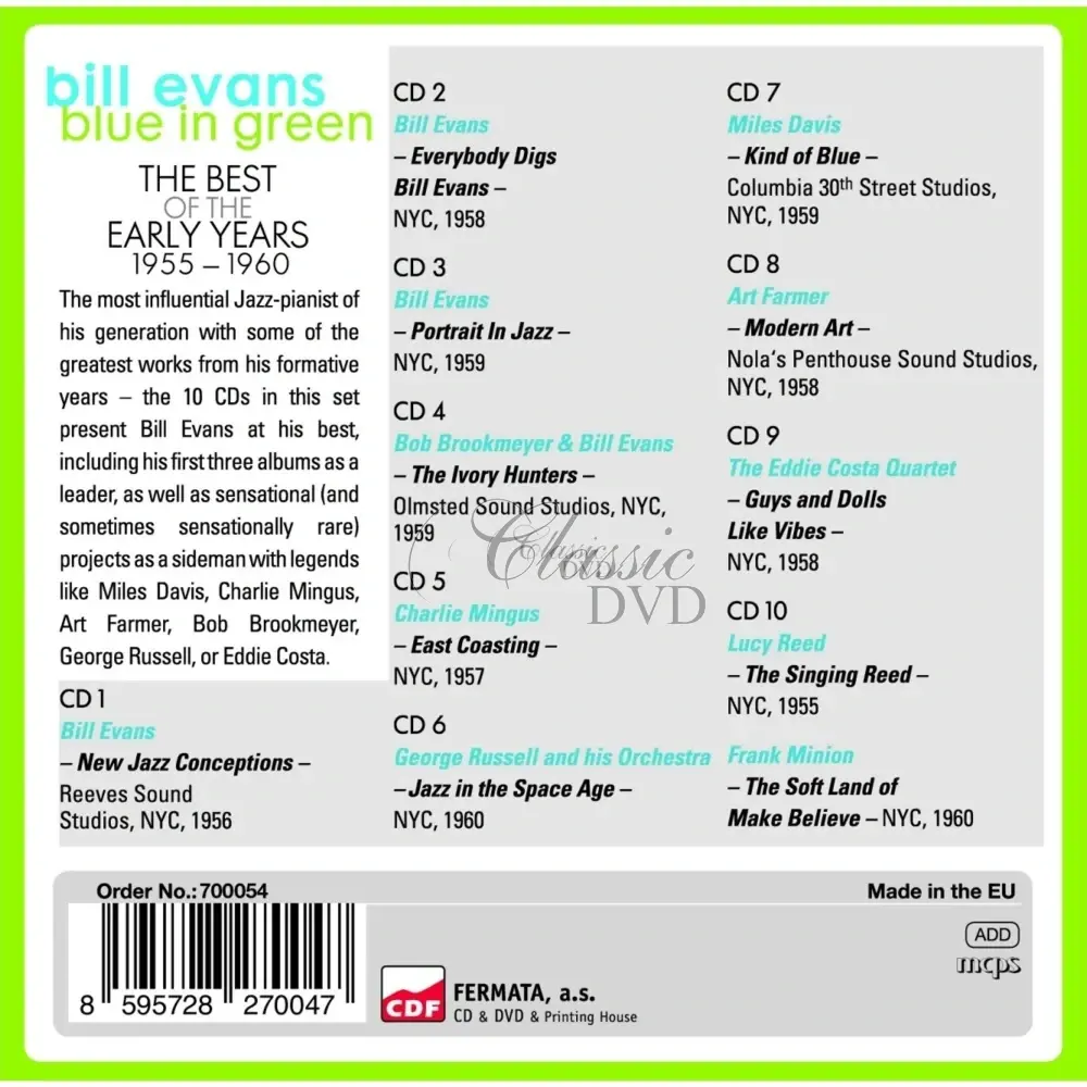Bill Evans - Blue in Green. The Best of the Early Years 1955-1960 (10CD)