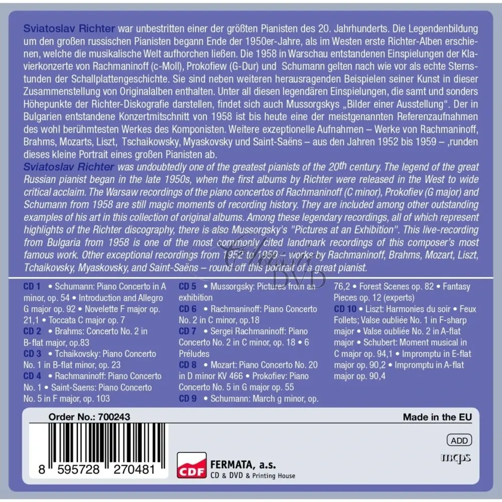 Sviatoslav Richter - Birthday Edition - 10 Original Albums (10CD)