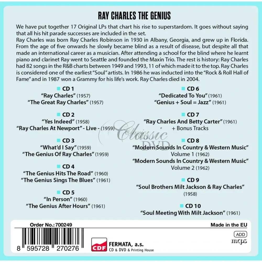 RAY CHARLES The Genuis - 17 Original Albums (10CD)