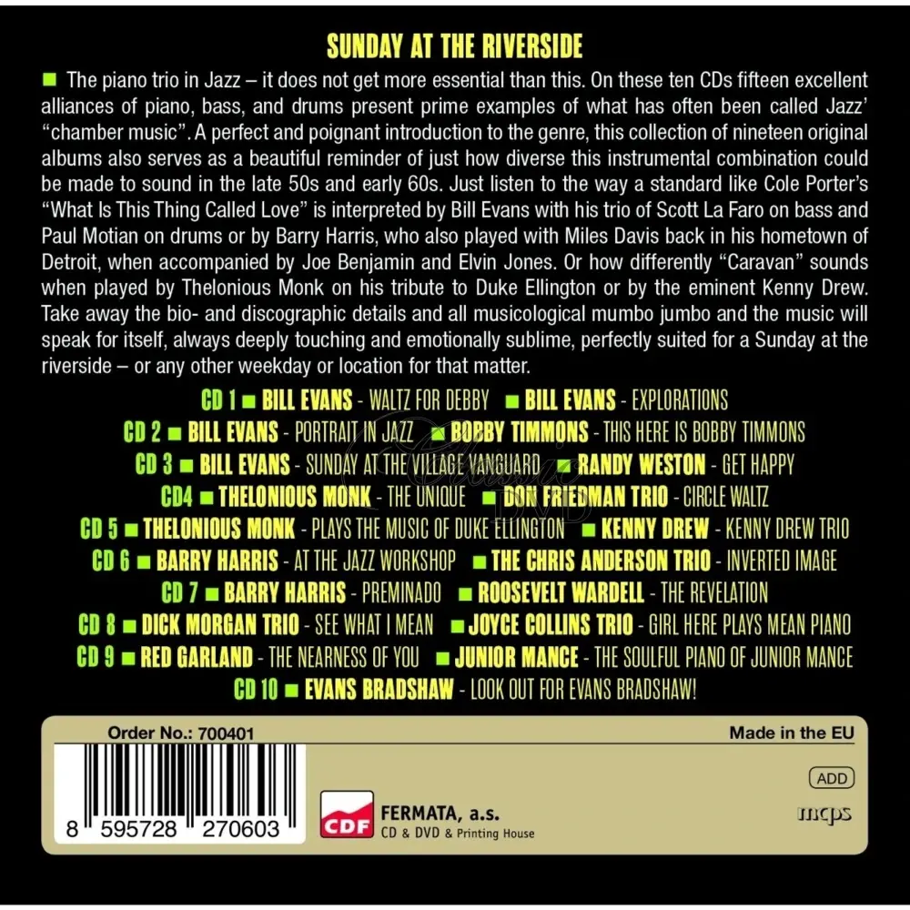 SUNDAY AT THE RIVERSIDE: THE BEST OF JAZZ PIANO - 19 Original Albums (10CD)