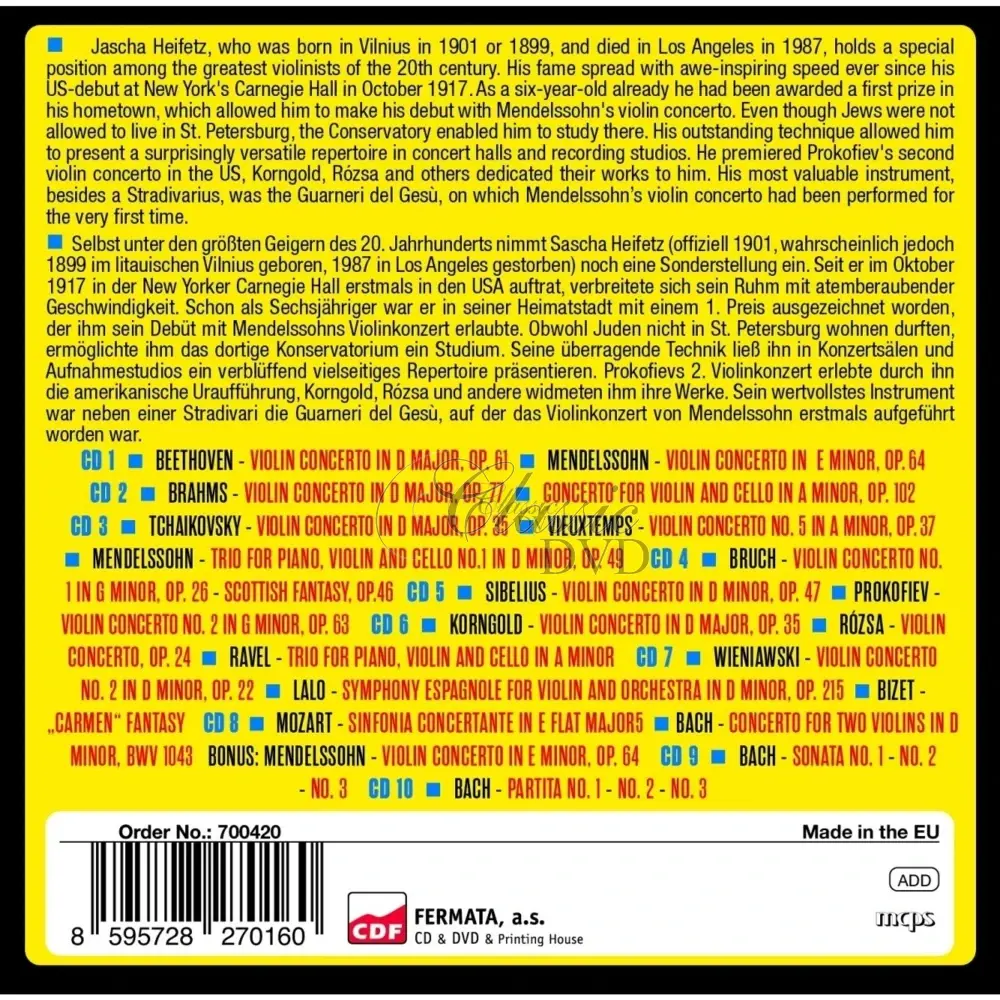 Jascha Heifetz - Milestones Of A Legend - Original Albums (10CD)