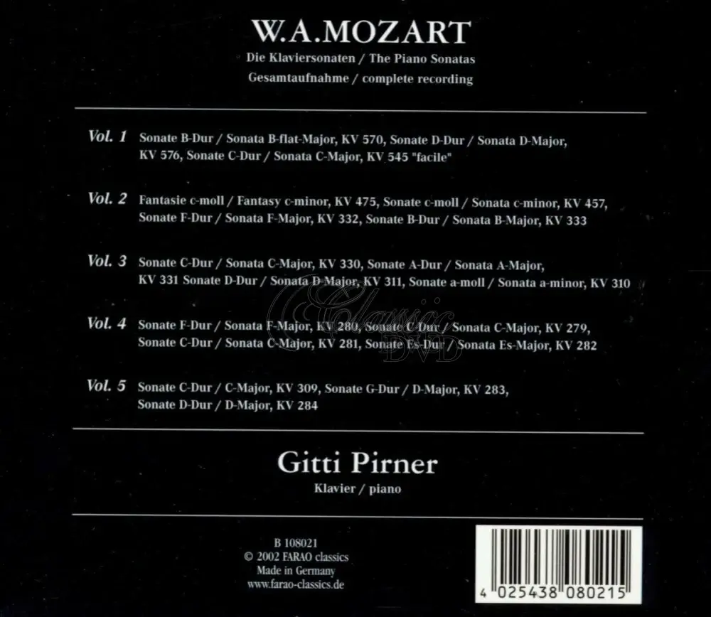 MOZART Piano sonatas Nr. 1-18 (5CD)