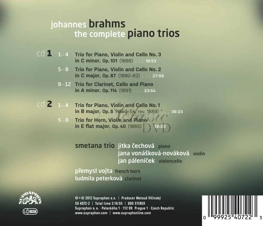 Johannes Brahms: Kompletní klavírní tria / Complete Piano Trios (2CD)