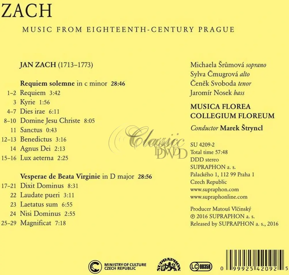 Jan Zach: Hudba Prahy 18. století / Requiem solemne c-moll (CD)