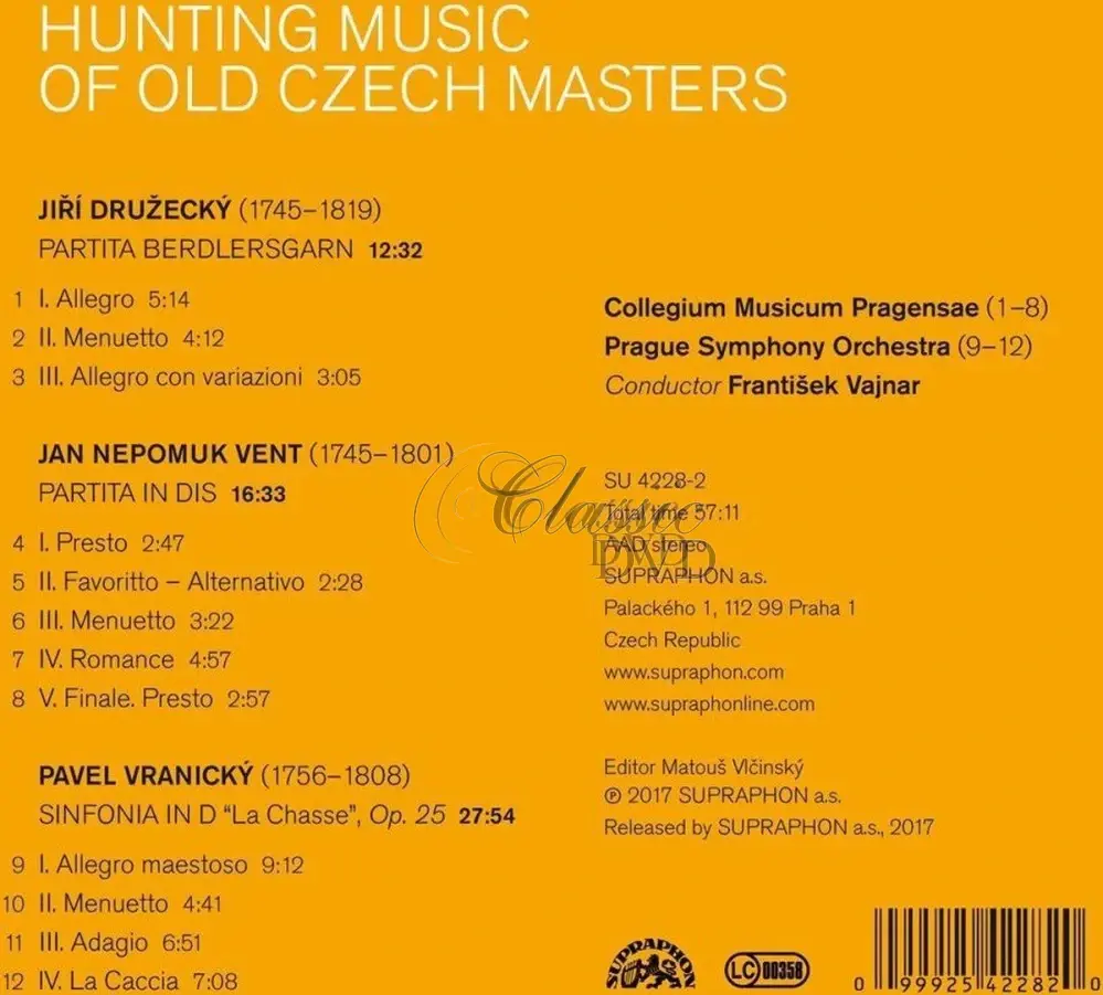 Hunting Music of Old Czech Masters - Družecký, Vent, Vranický (CD)