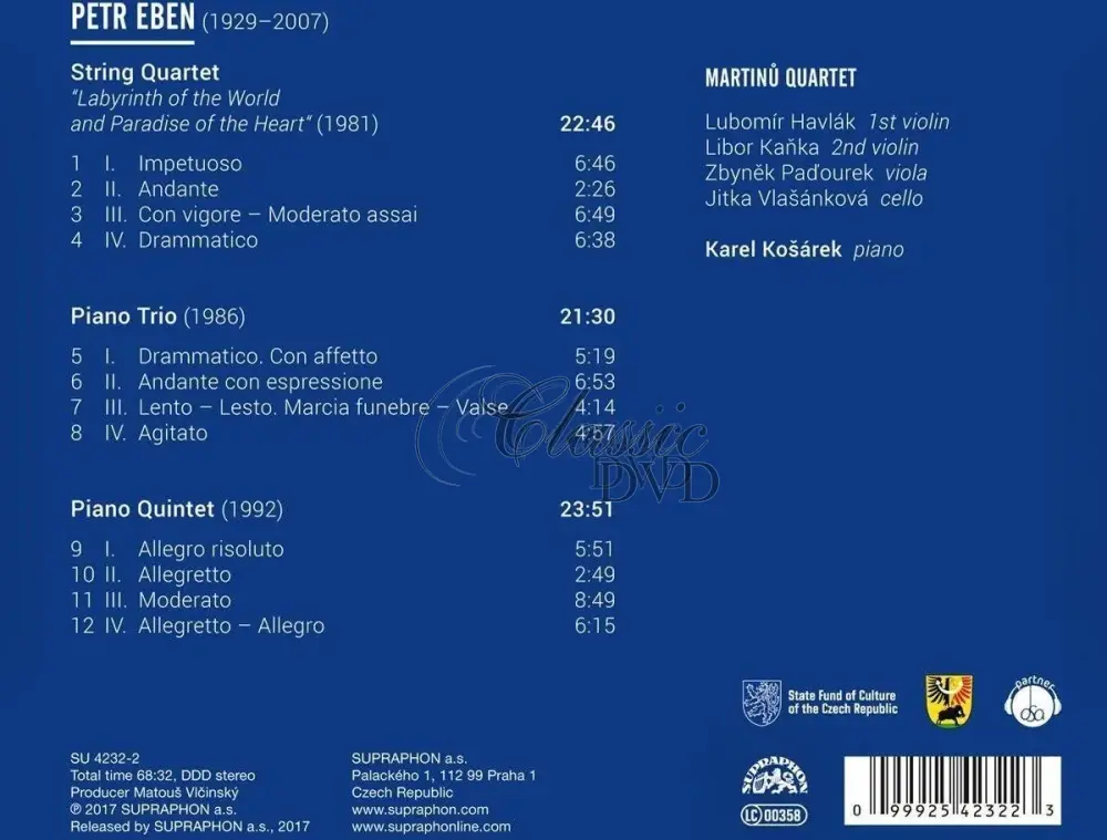 Petr Eben: String Quartet, Piano Trio, Piano Quintet (CD)