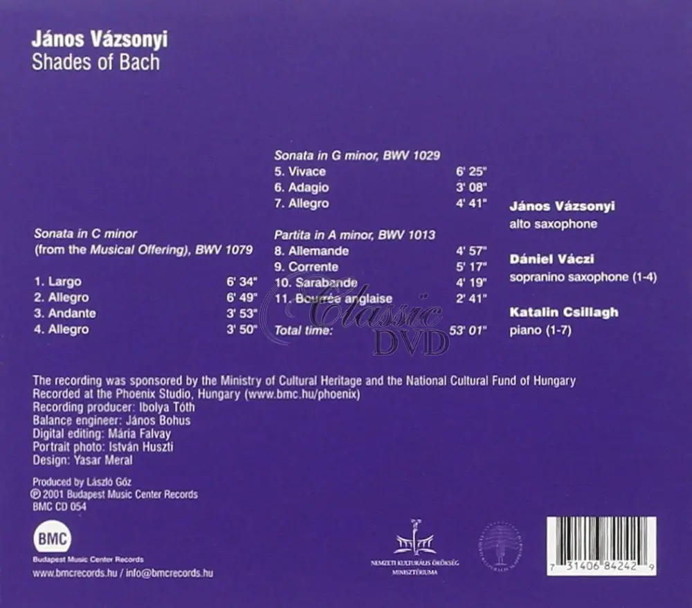 János Vázsonyi - Shades Of Bach (CD)