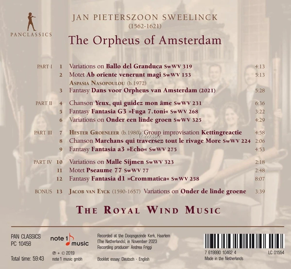 Jan Pieterszoon Sweelinck: The Orpheus of Amsterdam (CD)