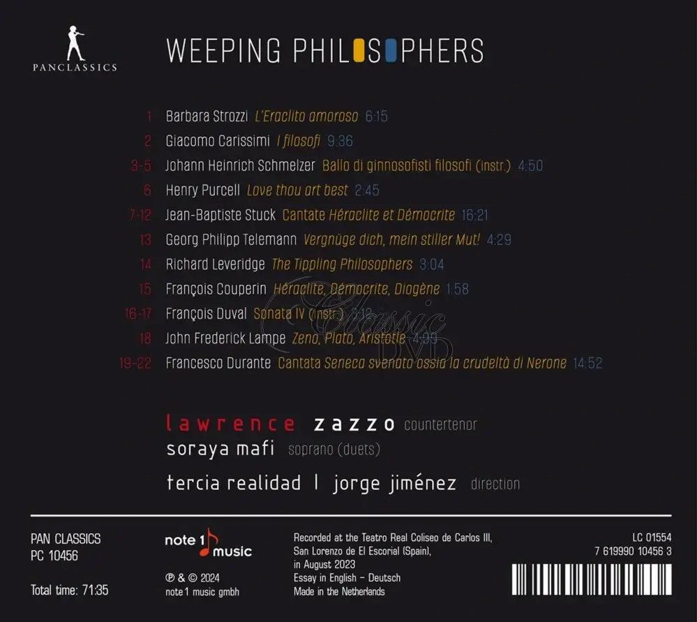 Lawrence Zazzo - Weeping Philosophers (CD)