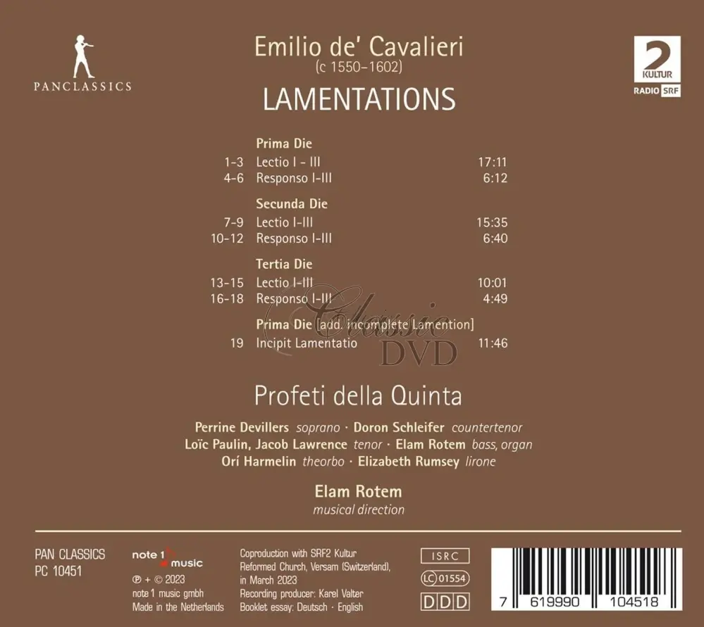 Emilio de' Cavalieri: Lamentationes Hieremiae Prophetae (CD)