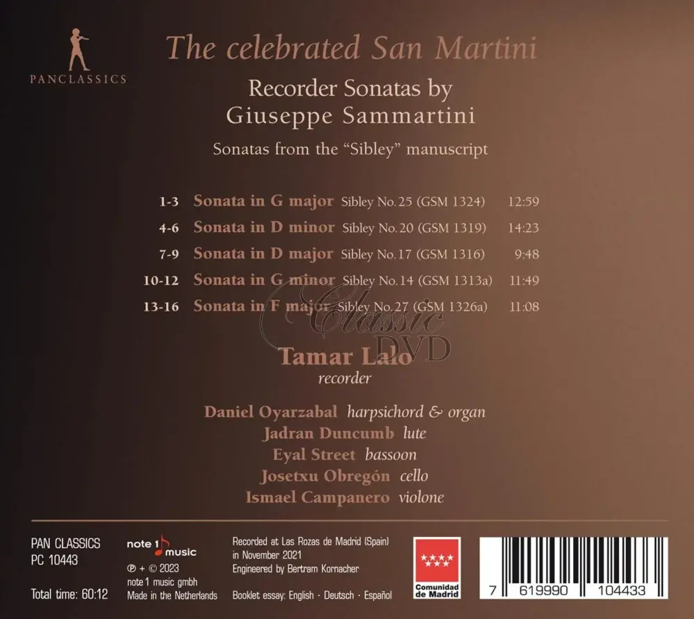 Giuseppe Sammartini: Recorder Sonatas (CD)