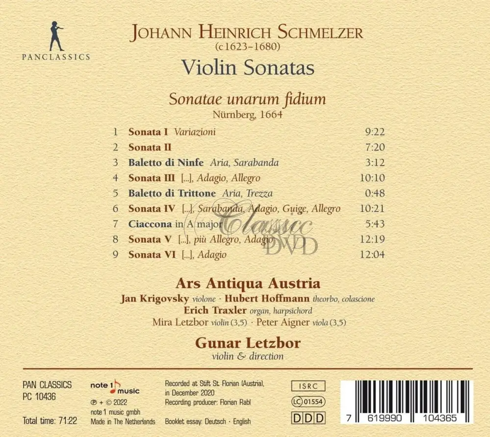 Johann Heinrich Schmelzer: Violin Sonatas, Sonatae Unarum Fidium (CD)