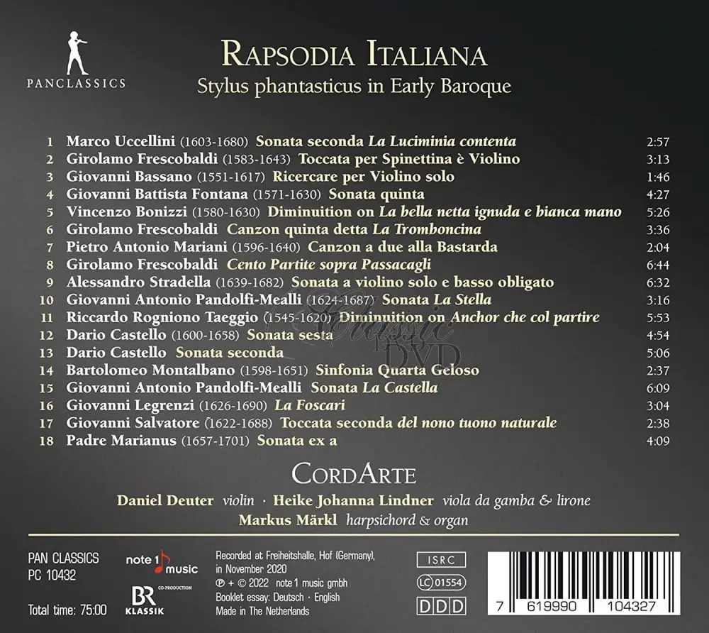 Rapsodia Italiana: Stylus phantasticus in Early Baroque (CD)