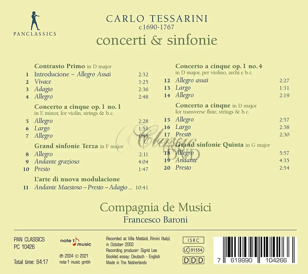Carlo Tessarini: Concerti & Sinfonie (CD)