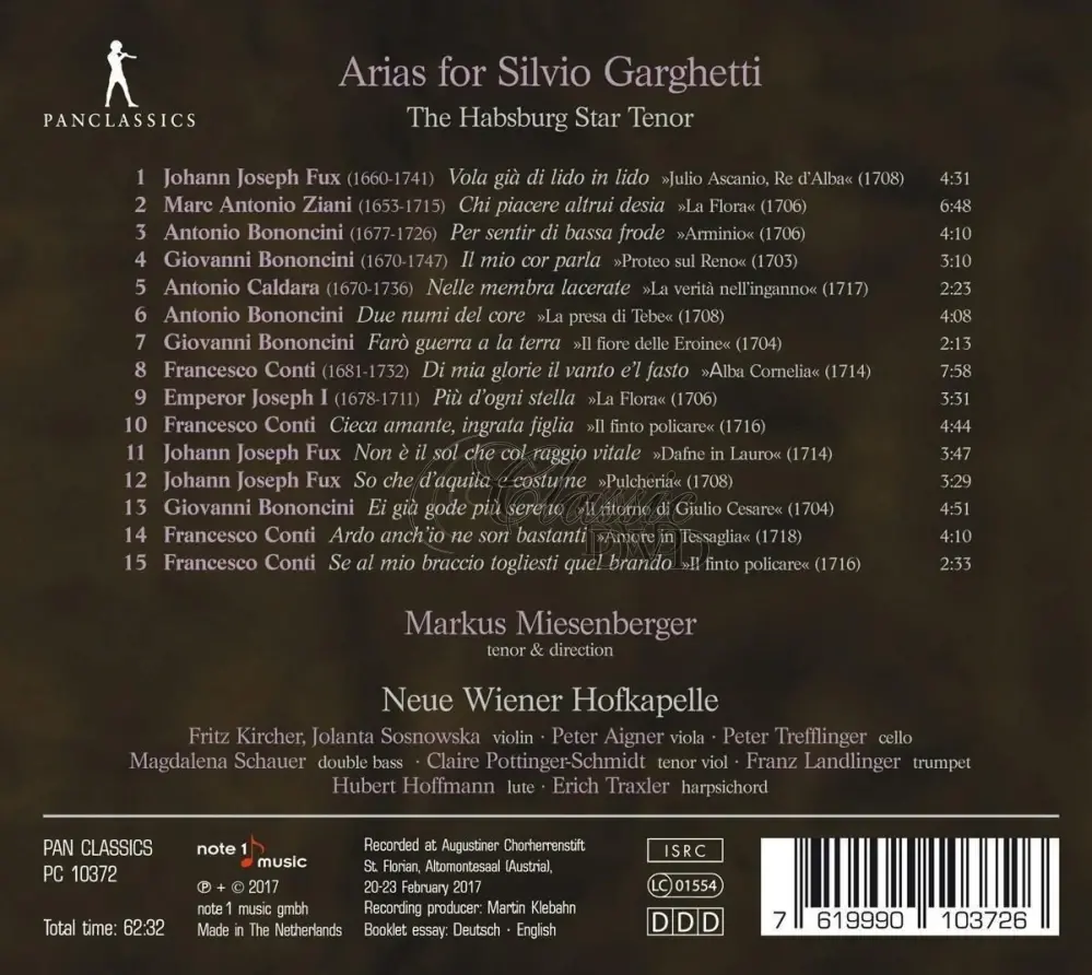 Arias for Silvio Garghetti: The Habsburg Star Tenor (CD)