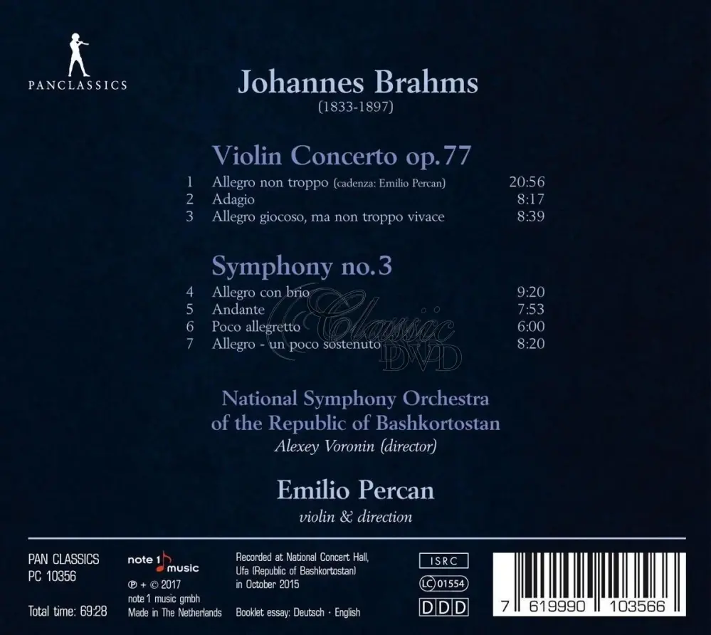 Brahms: Violin Concerto Op. 77, Symphony No. 3 (CD)