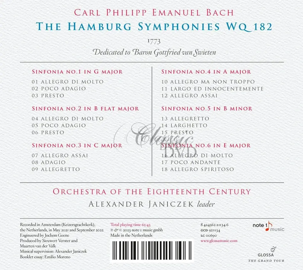 CPE Bach - The Hamburg Symphonies, Wq182 (CD)