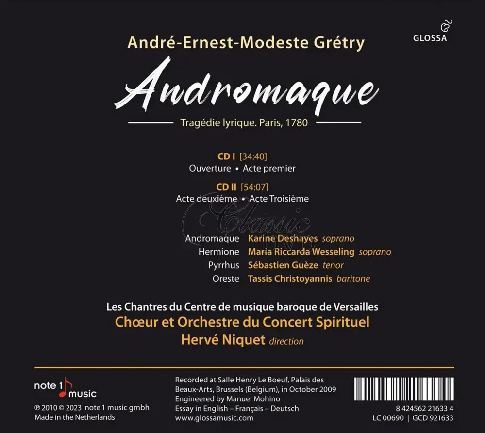 Andre-Modeste Gretry: Andromaque (2CD)