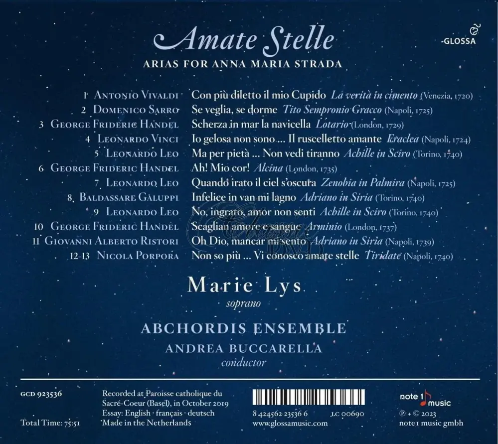 Amate Stelle: Arias For Anna Maria Strada - Marie Lys (CD)
