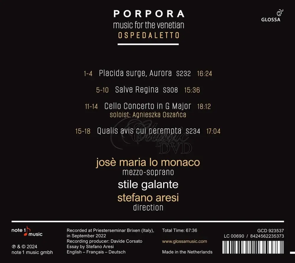 Nicola Antonio Porpora: Music for the Venetian Ospedaletto (CD)