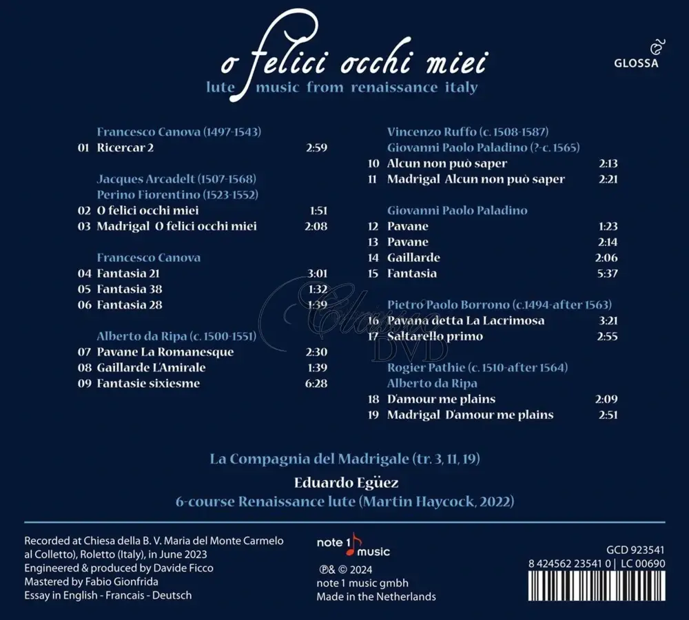 O Felice Occhi Miei: Lute Music From Renaissance Italy (CD)