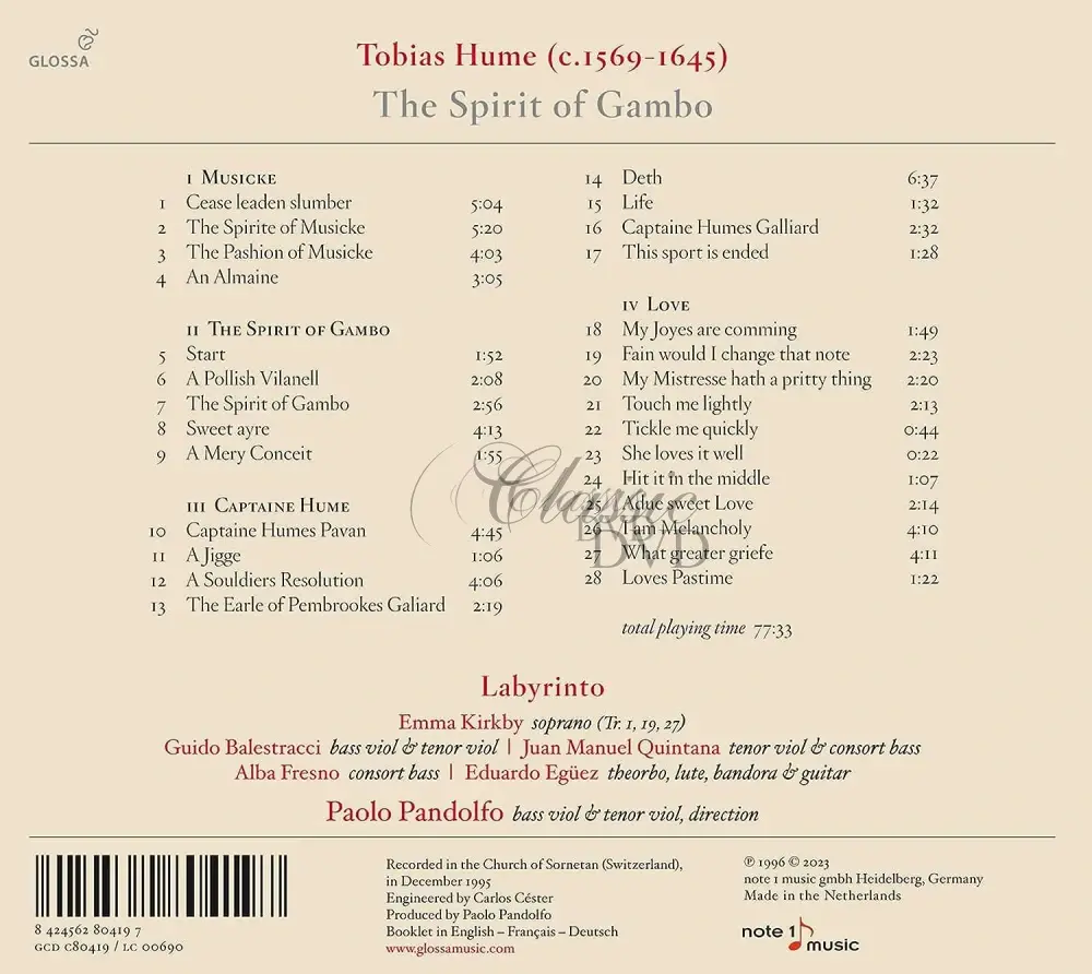 Tobias Hume: The Spirit Of Gambo (CD)