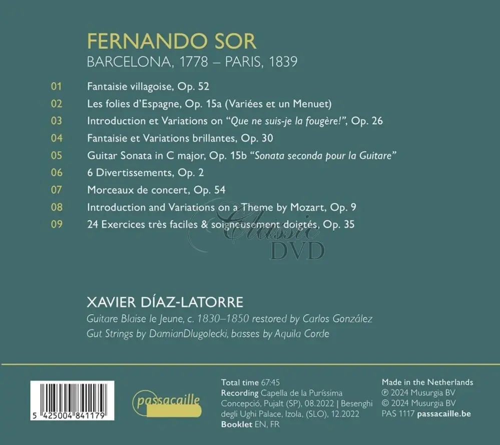 Fernando Sor: Pieces Pour La Guitare (CD)