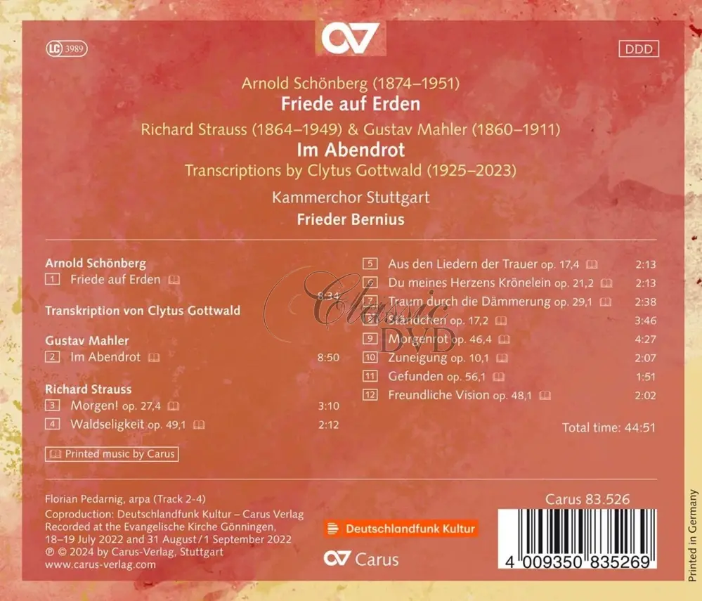 Schoenberg - Friede auf Erden; Strauss & Mahler Transcriptions (CD)